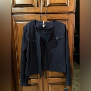 Tommy Hilfiger Womens Blazer Sweater Jacket Navy Blue Size 8